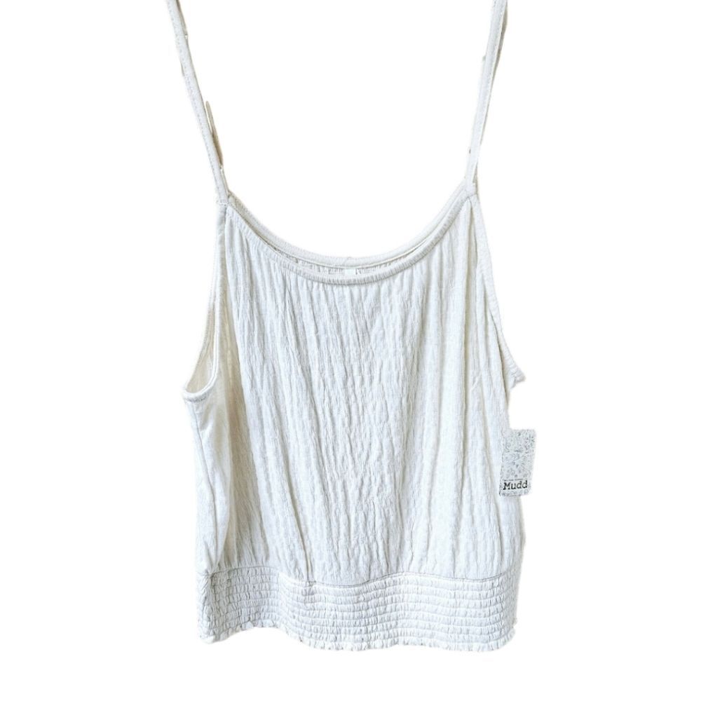 MUDD Women's Cream colored Soft Smocked bottom Tank Top - Picture 8 of 12